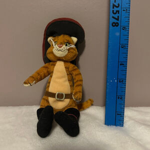 Ty Puss in Boots Plush Stuffed Animal Toy Shrek Cat Orange Black 6.5"